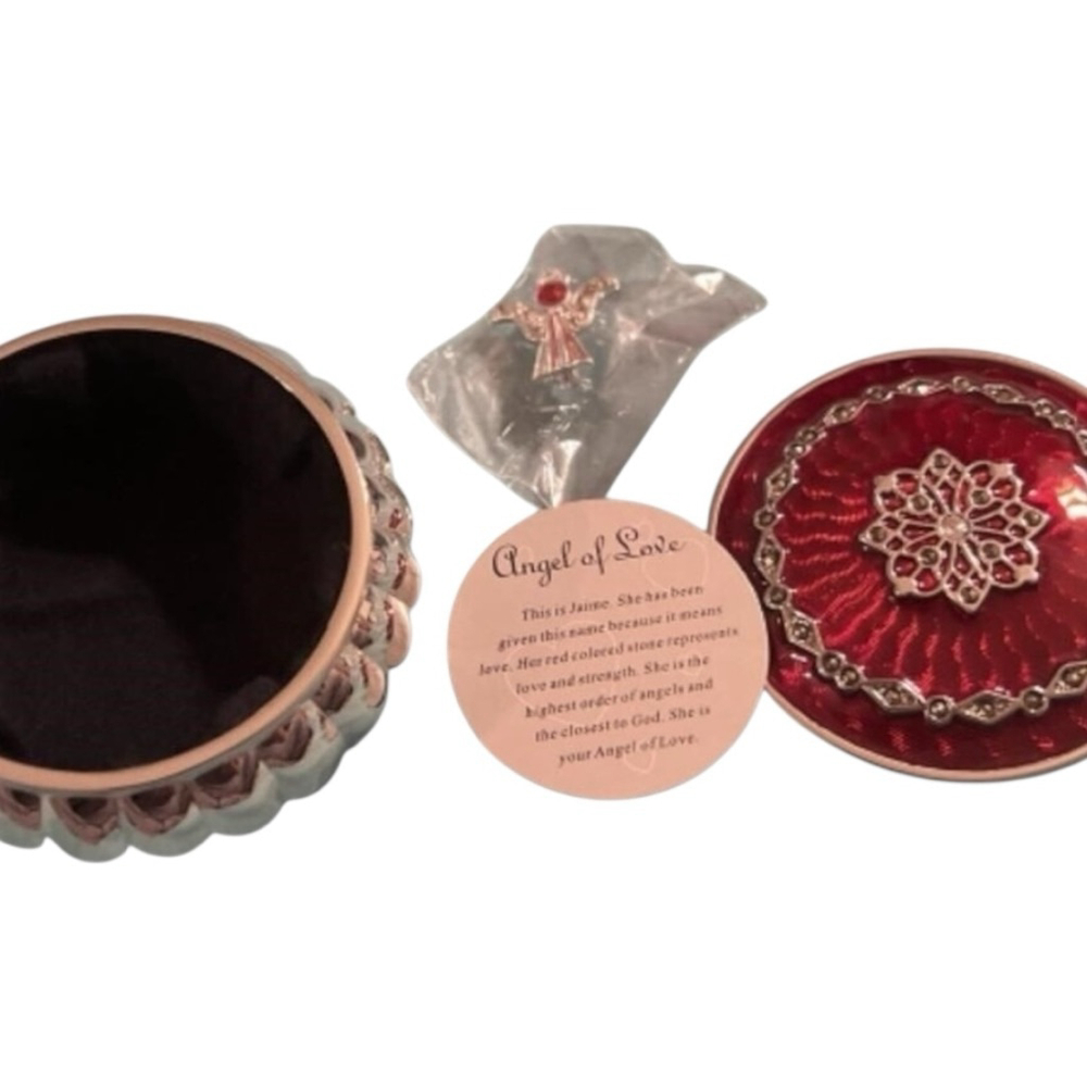 Angel of Love “Jamie” Trinket Box & Brooch Pin One Size